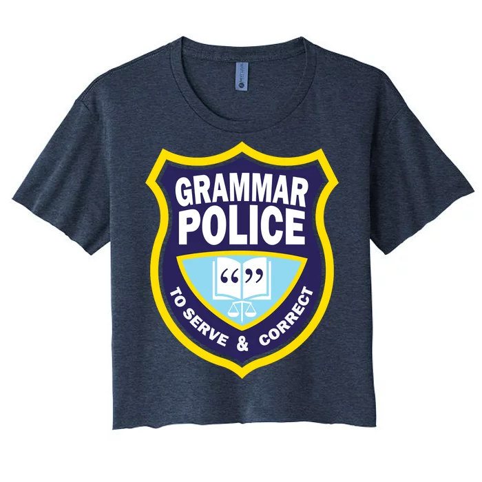 Grammar Police Badge Women's Crop Top Tee