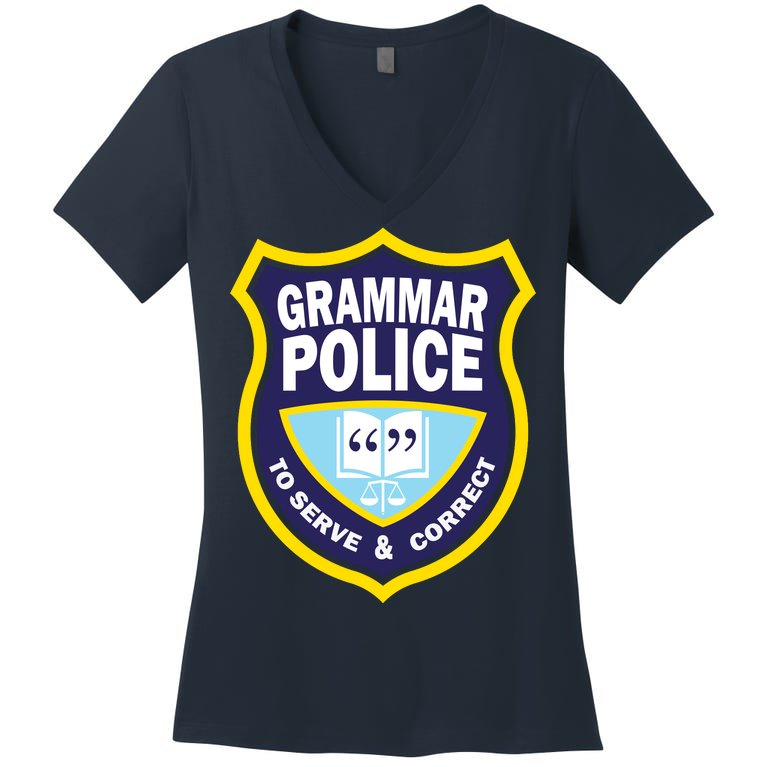 Grammar Police Badge Women's V-Neck T-Shirt