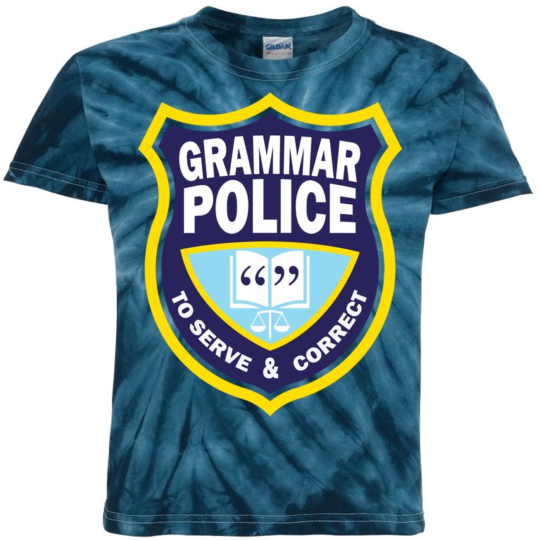 Grammar Police Badge Kids Tie-Dye T-Shirt