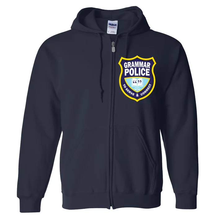 Grammar Police Badge Full Zip Hoodie