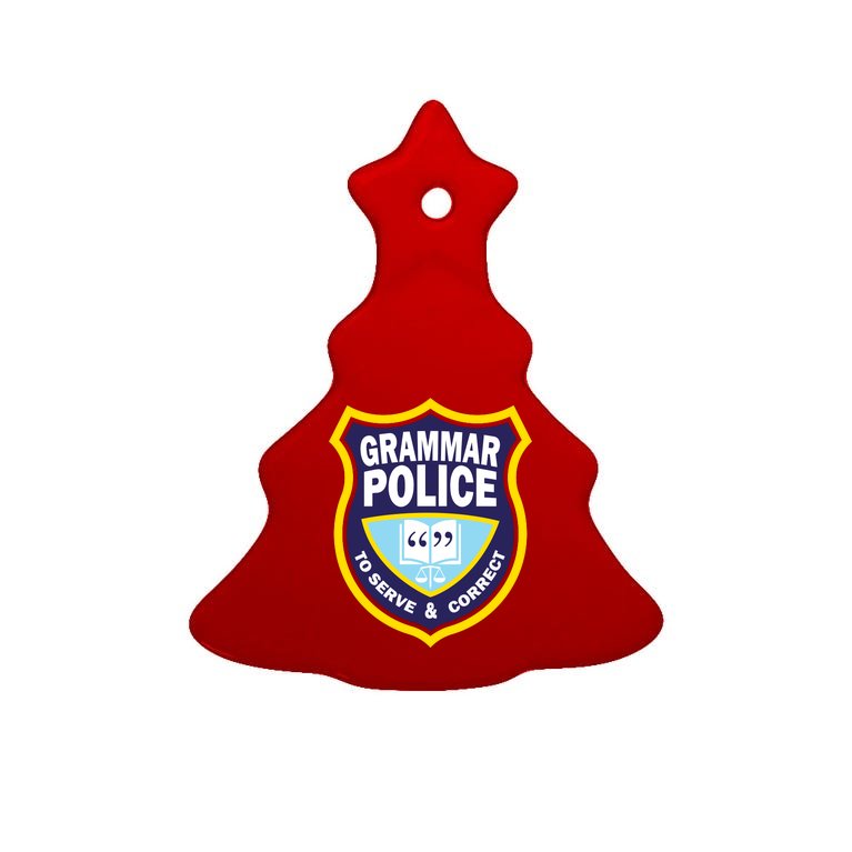 Grammar Police Badge Tree Ornament