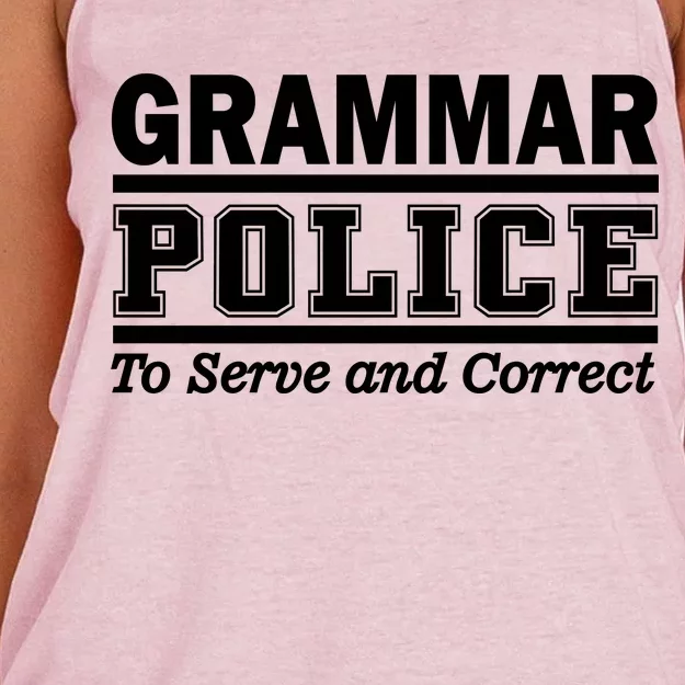 Grammar Police To Serve and Correct Women's Knotted Racerback Tank