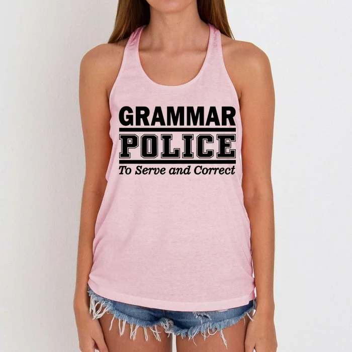 Grammar Police To Serve and Correct Women's Knotted Racerback Tank