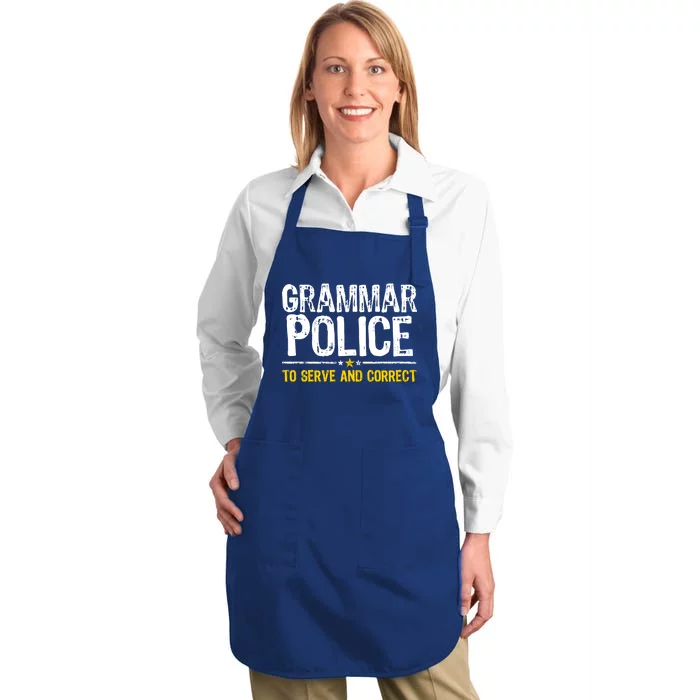 Grammar Police To Serve And Correct Funny Meme Full-Length Apron With Pocket