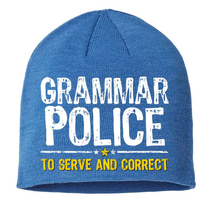 Grammar Police To Serve And Correct Funny Meme 8 1/2in Sustainable Knit Beanie