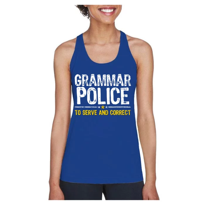 Grammar Police To Serve And Correct Funny Meme Women's Racerback Tank