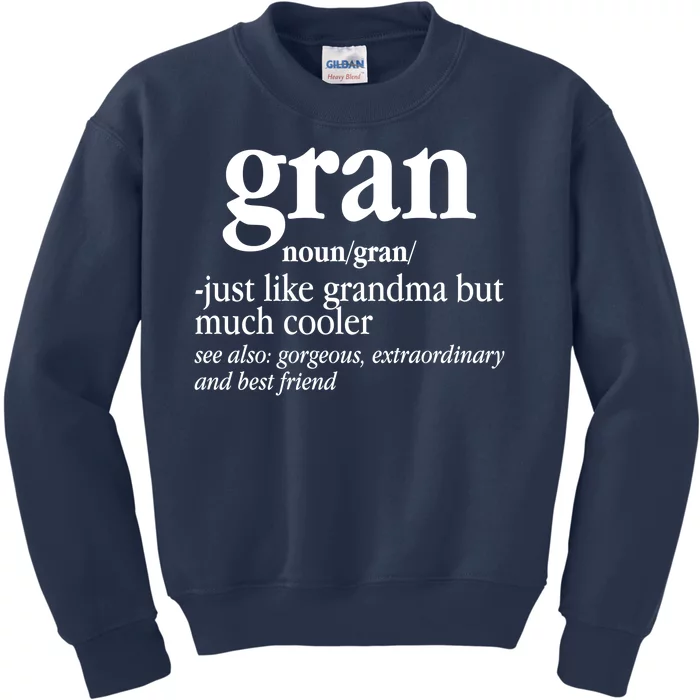 Gran Funny Definition Grandmother Kids Sweatshirt