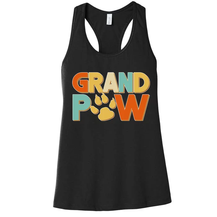 Grand Paw Funny Dog Grandpa Women's Racerback Tank