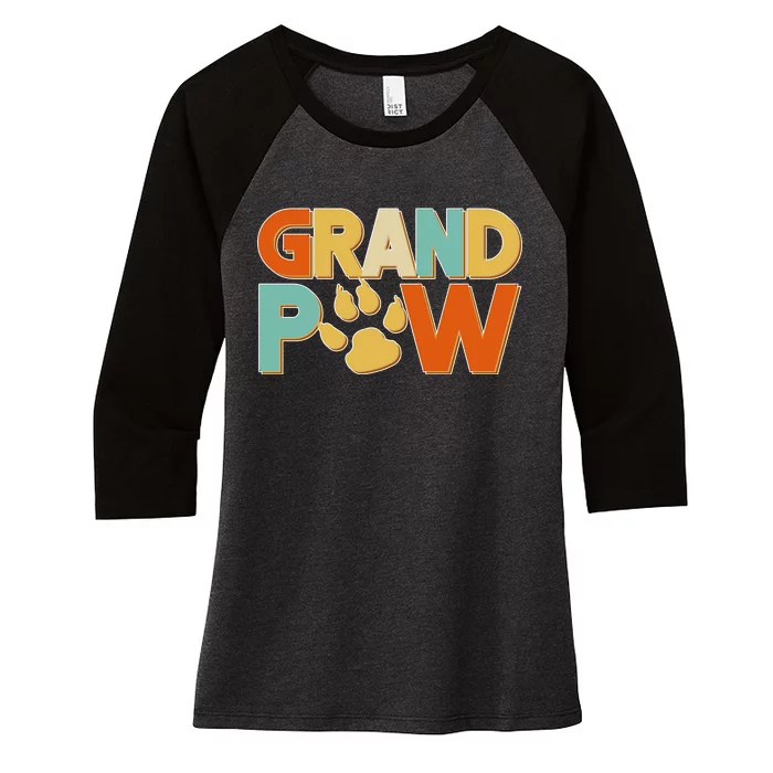 Grand Paw Funny Dog Grandpa Women's Tri-Blend 3/4-Sleeve Raglan Shirt