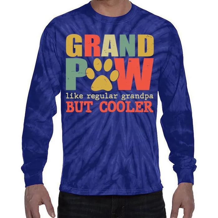 Grand Paw Like A Regular Grandpa But Cooler Vintage Tie-Dye Long Sleeve Shirt