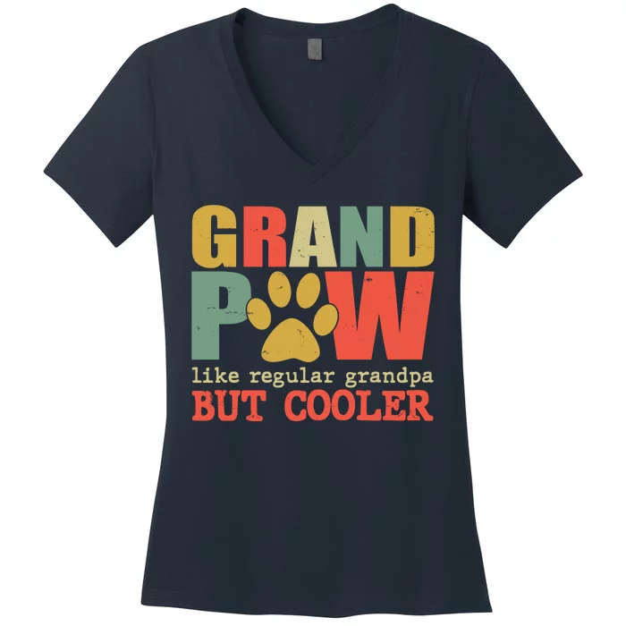 Grand Paw Like A Regular Grandpa But Cooler Vintage Women's V-Neck T-Shirt