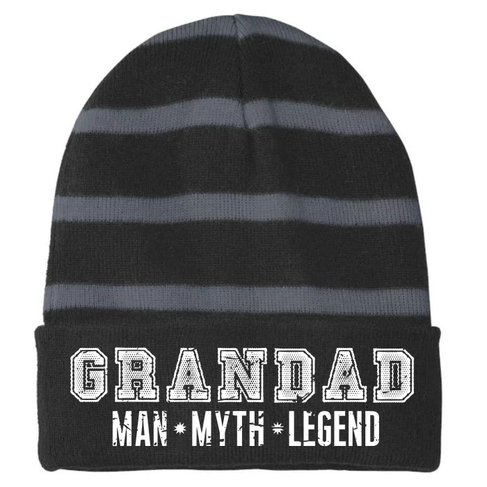 Granddad Man Myth Legend Striped Beanie with Solid Band