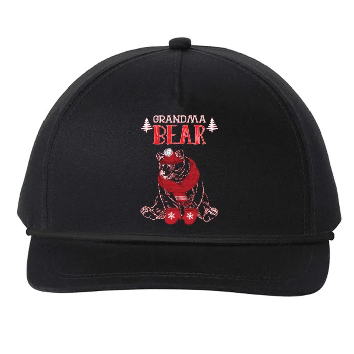 Grandma Bear Christmas Santa Family Matching Pajamas Snapback Five-Panel Rope Hat