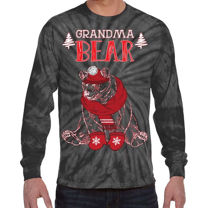 Grandma Bear Christmas Santa Family Matching Pajamas Tie-Dye Long Sleeve Shirt