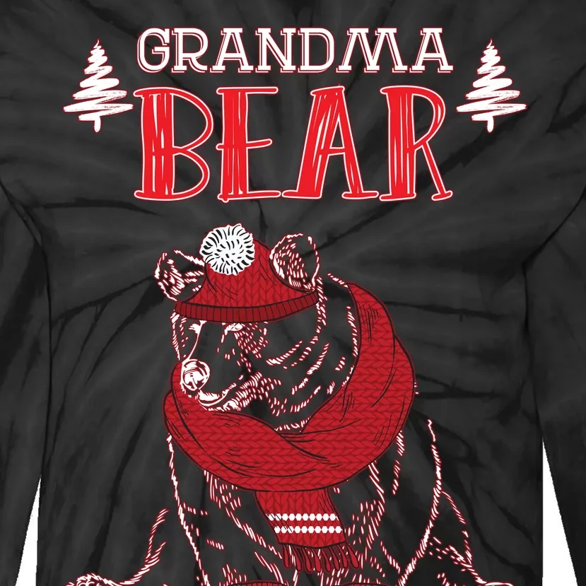 Grandma Bear Christmas Santa Family Matching Pajamas Tie-Dye Long Sleeve Shirt