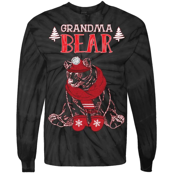 Grandma Bear Christmas Santa Family Matching Pajamas Tie-Dye Long Sleeve Shirt