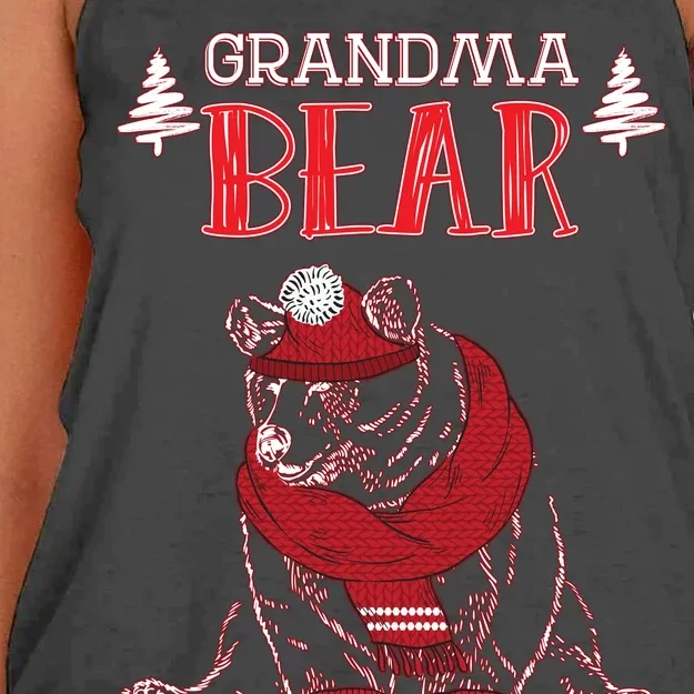 Grandma Bear Christmas Santa Family Matching Pajamas Women's Knotted Racerback Tank