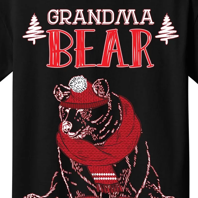 Grandma Bear Christmas Santa Family Matching Pajamas Kids T-Shirt