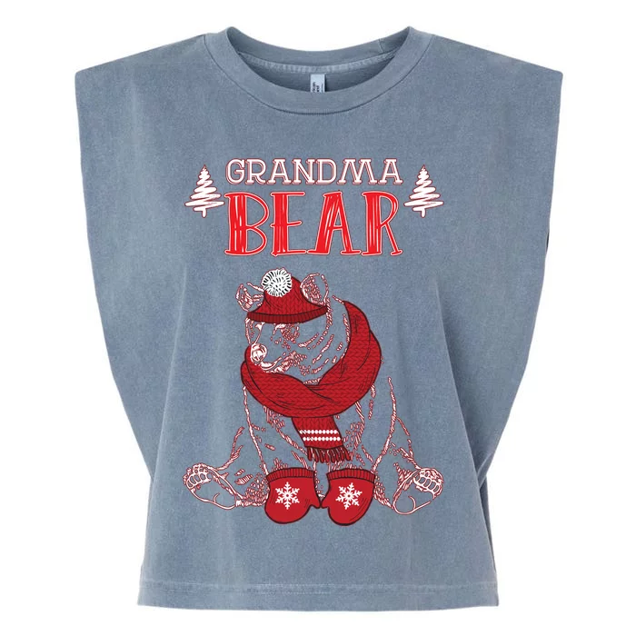 Grandma Bear Christmas Santa Family Matching Pajamas Garment-Dyed Women's Muscle Tee