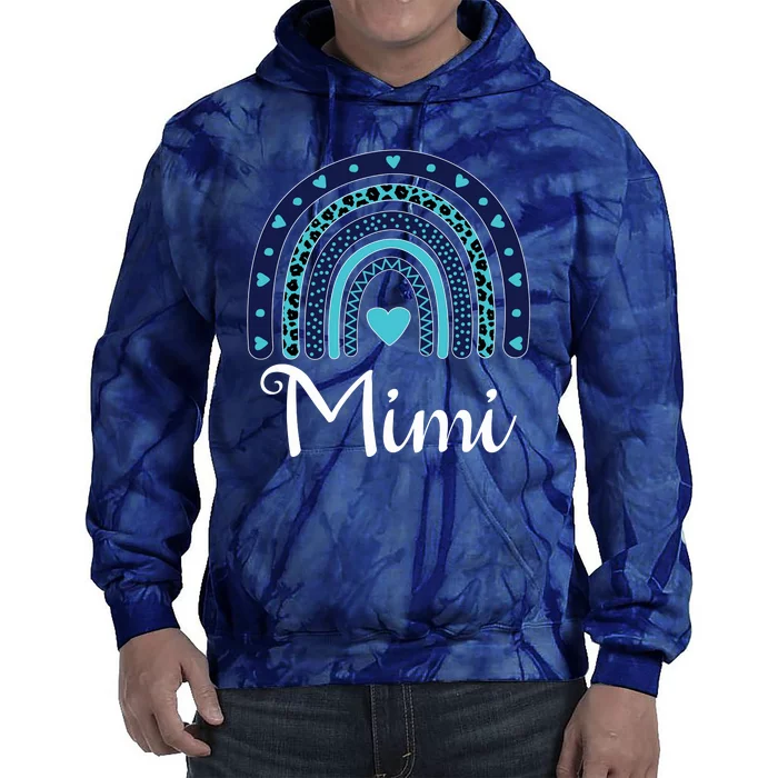 Grandma MiMi Blue Leopard Rainbow Tie Dye Hoodie