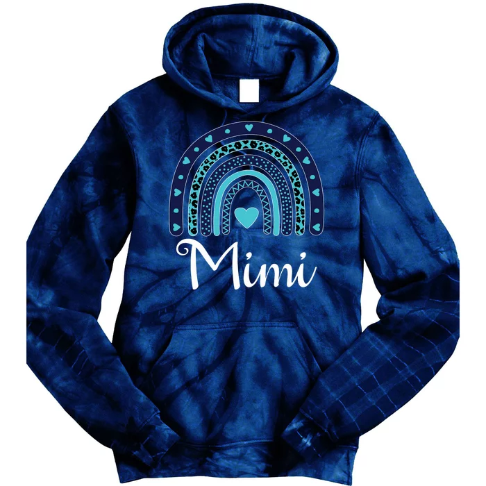 Grandma MiMi Blue Leopard Rainbow Tie Dye Hoodie