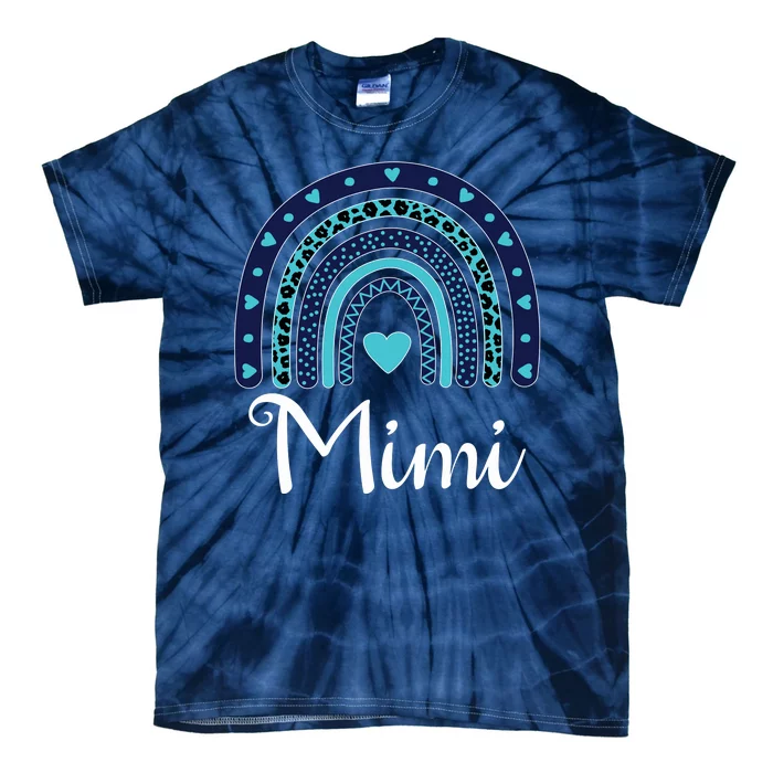 Grandma MiMi Blue Leopard Rainbow Tie-Dye T-Shirt