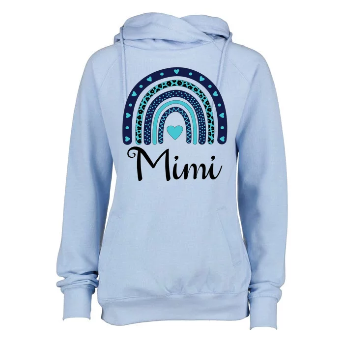 Grandma MiMi Blue Leopard Rainbow Womens Funnel Neck Pullover Hood