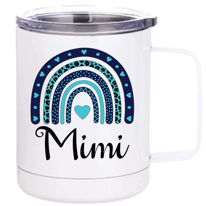 Grandma MiMi Blue Leopard Rainbow Front & Back 12oz Stainless Steel Tumbler Cup