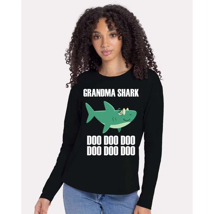 Grandma Shark Doo Womens Cotton Relaxed Long Sleeve T-Shirt