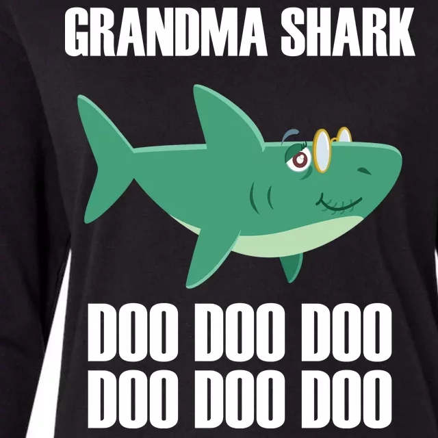 Grandma Shark Doo Womens Cotton Relaxed Long Sleeve T-Shirt