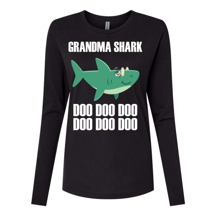 Grandma Shark Doo Womens Cotton Relaxed Long Sleeve T-Shirt