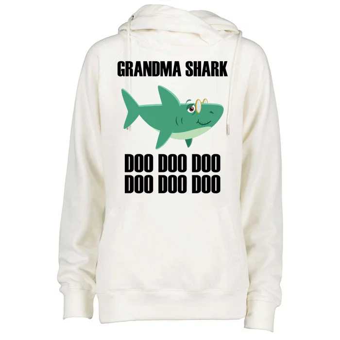 Grandma Shark Doo Womens Funnel Neck Pullover Hood