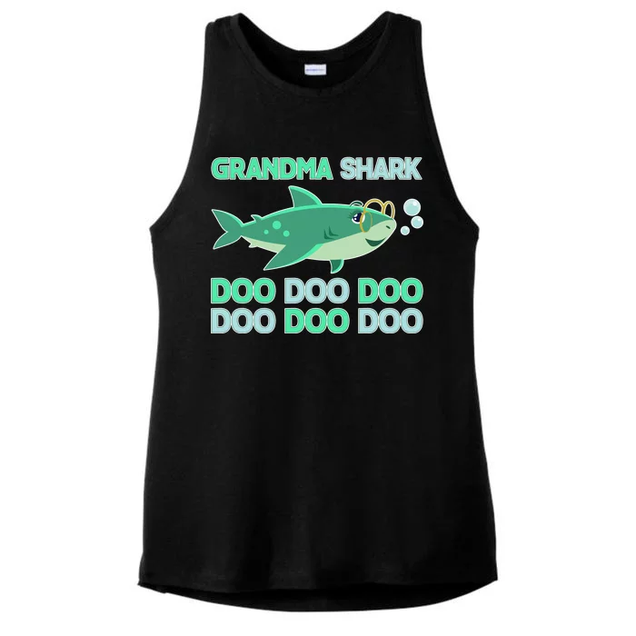 Grandma Shark Doo Doo Doo Ladies Tri-Blend Wicking Tank