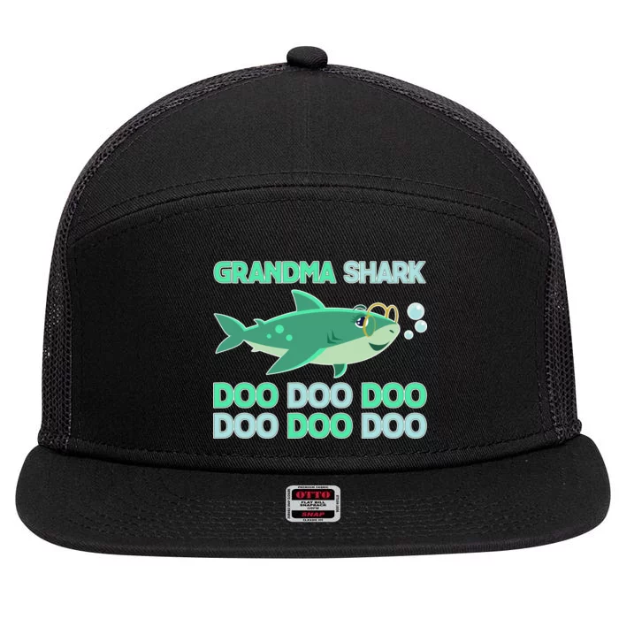 Grandma Shark Doo Doo Doo 7 Panel Mesh Trucker Snapback Hat