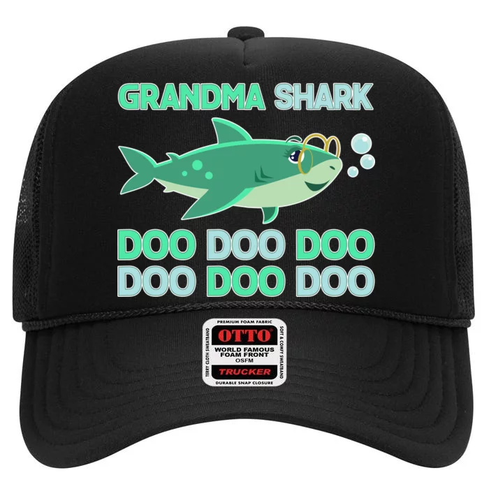 Grandma Shark Doo Doo Doo High Crown Mesh Trucker Hat