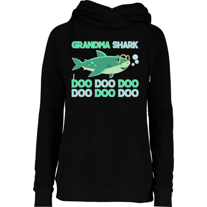 Grandma Shark Doo Doo Doo Womens Funnel Neck Pullover Hood