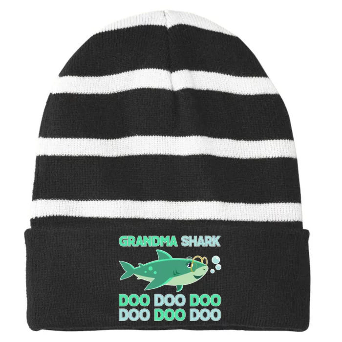 Grandma Shark Doo Doo Doo Striped Beanie with Solid Band