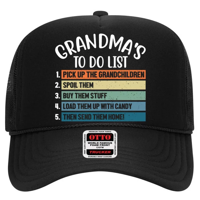 Grandma's To Do List Funny Cute High Crown Mesh Trucker Hat