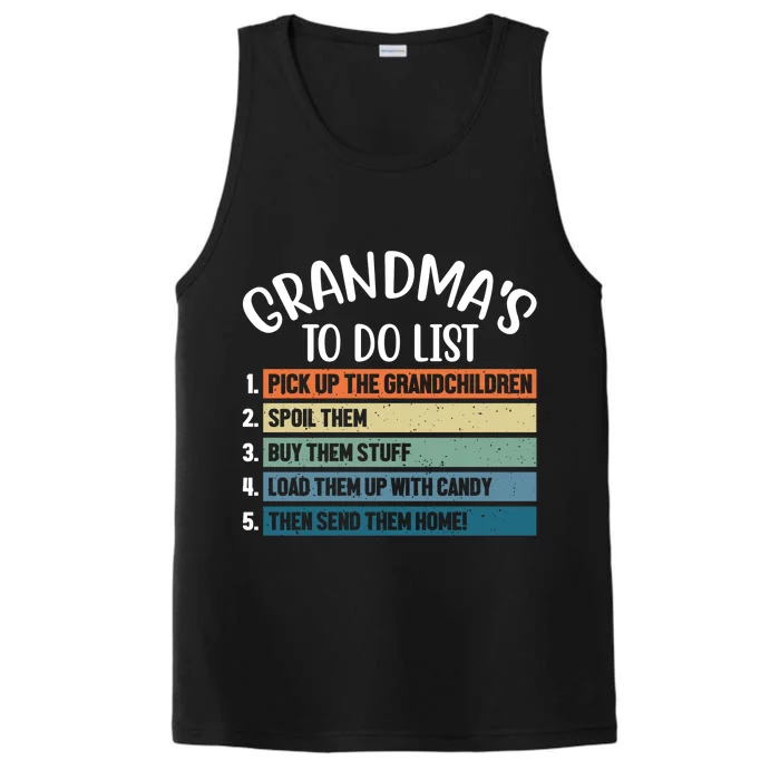 Grandma's To Do List Funny Cute Performance Tank