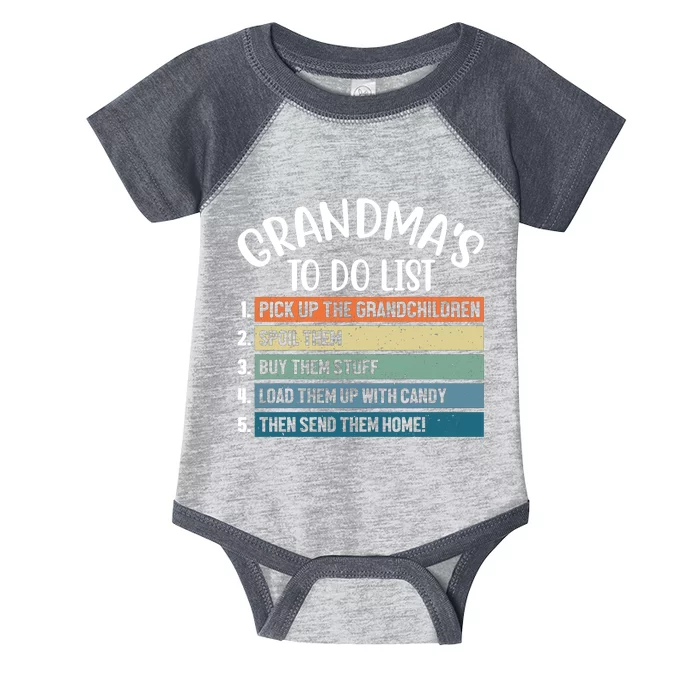 Grandma's To Do List Funny Cute Infant Baby Jersey Bodysuit