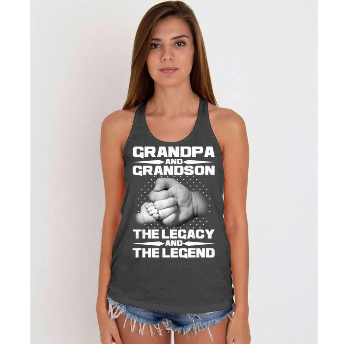 Grandpa And Grandson The Legacy The Legend Women's Knotted Racerback Tank