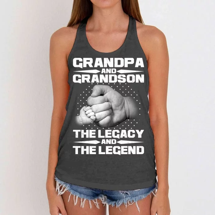 Grandpa And Grandson The Legacy The Legend Women's Knotted Racerback Tank