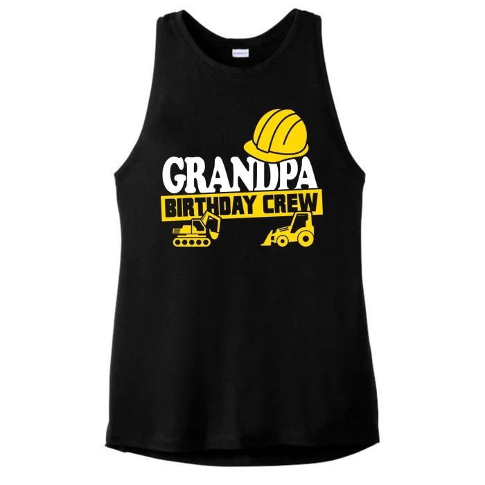 Grandpa Birthday Crew Construction Party Ladies Tri-Blend Wicking Tank