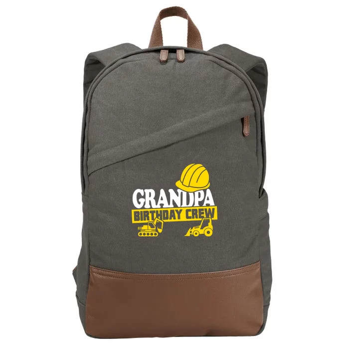 Grandpa Birthday Crew Construction Party Cotton Canvas Backpack