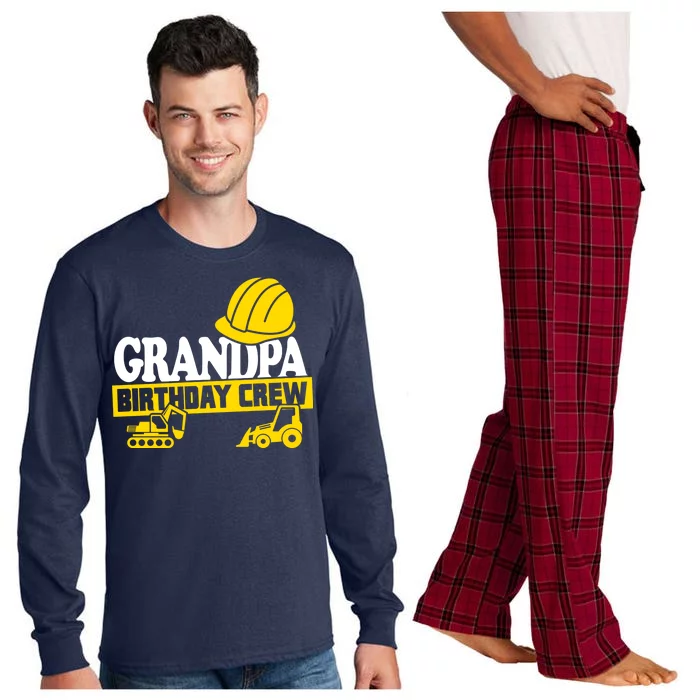 Grandpa Birthday Crew Construction Party Long Sleeve Pajama Set