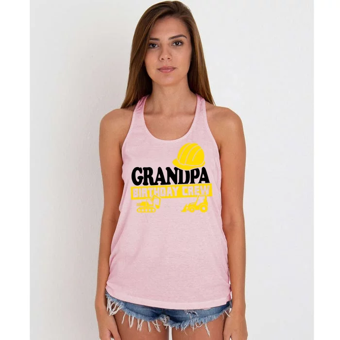 Grandpa Birthday Crew Construction Party Women's Knotted Racerback Tank