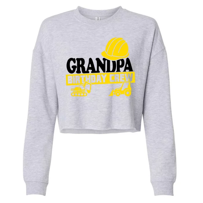 Grandpa Birthday Crew Construction Party Cropped Pullover Crew