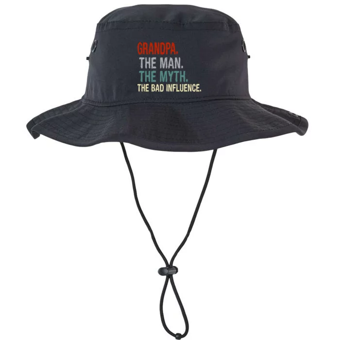 Grandpa Man Myth The Bad Influence Humor Legacy Cool Fit Booney Bucket Hat