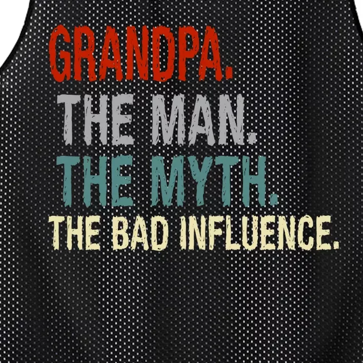 Grandpa Man Myth The Bad Influence Humor Mesh Reversible Basketball Jersey Tank