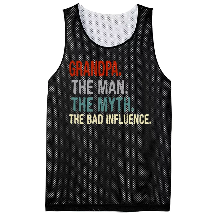 Grandpa Man Myth The Bad Influence Humor Mesh Reversible Basketball Jersey Tank